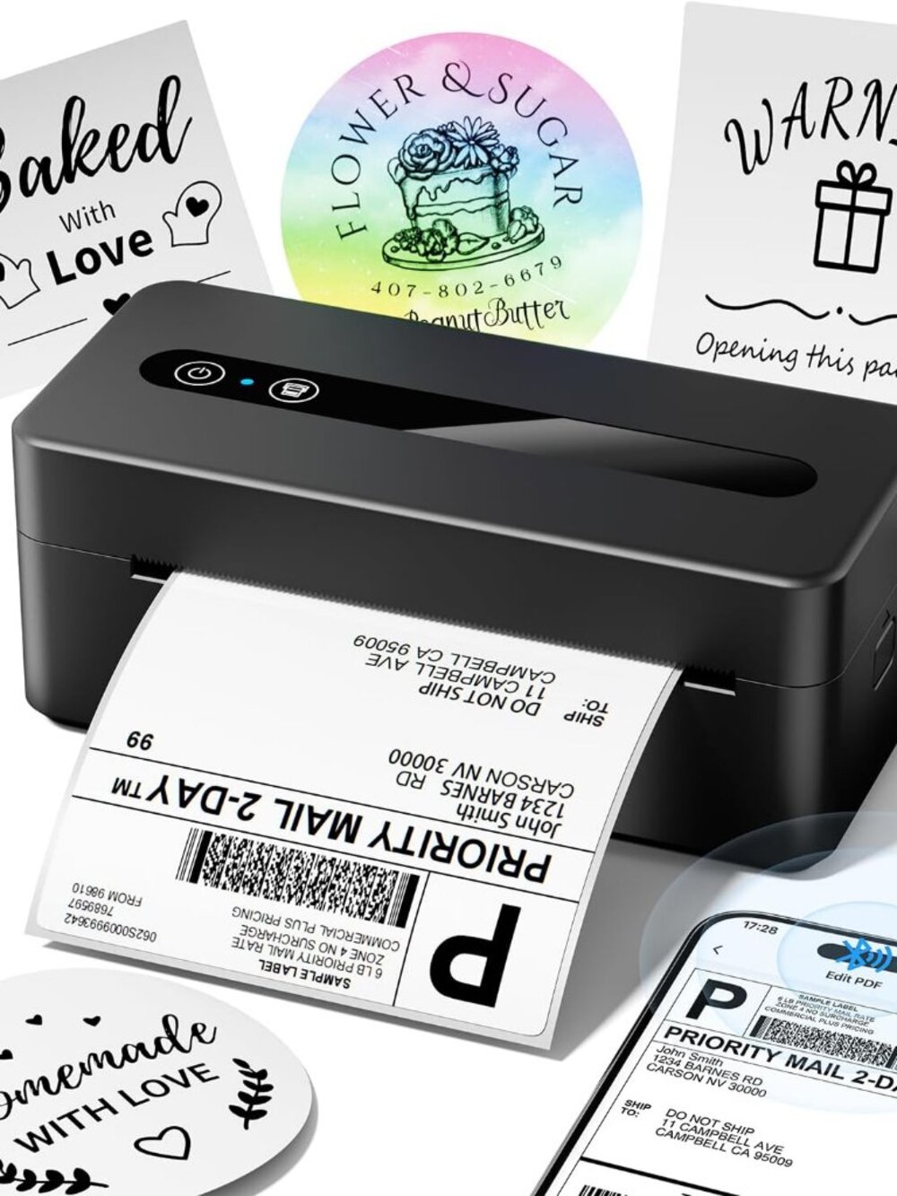 Bluetooth Thermal Label Printer, 4X6 Shipping Label Printer